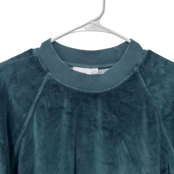 Good American Velvet Crew Neck Long Sleeve Pullover Sweater Emerald Green Size 1 - Picture 3 of 8